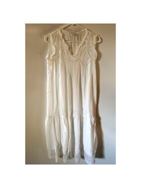 Vtg Saybury White Lace Maxi Dress SZP 100% Cotton Cottagecore Praire Coquette